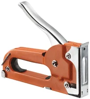Champion compact steel staple gun in orange and stainless, uses JT21 staples