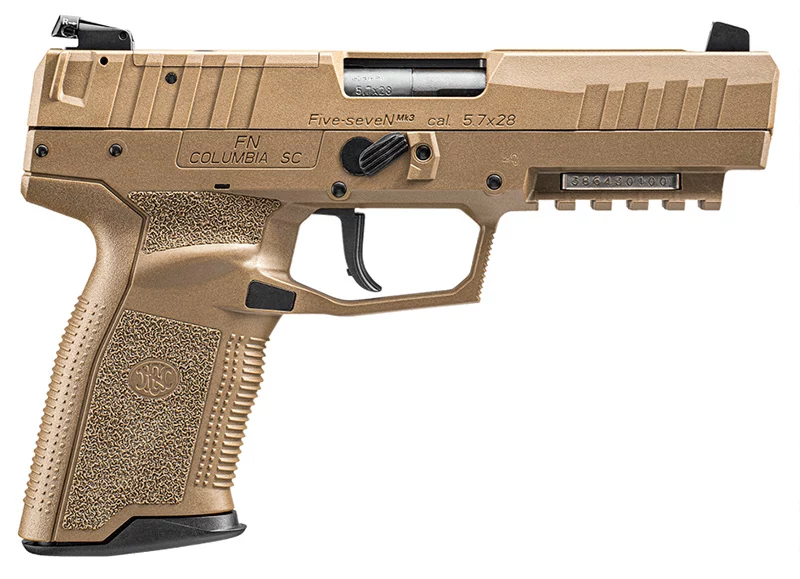 FN Five-seveN MRD pistol Flat Dark Earth 5.7x28mm 4.8 inch barrel right side