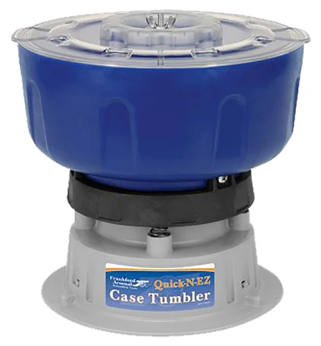 Frankford Arsenal Quick-N-EZ Case Tumbler blue plastic for cleaning brass holds 600 9mm