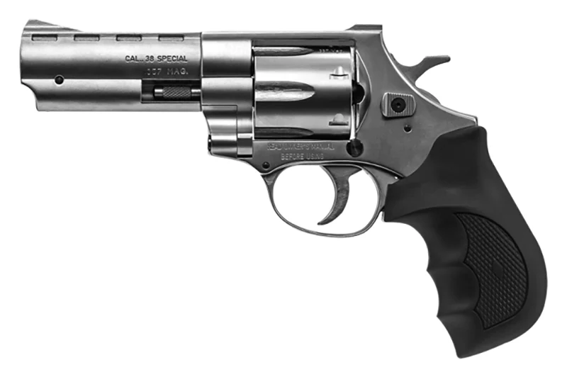 EAA Weihrauch Windicator .357 Mag 4-inch nickel revolver with finger-grooved grip