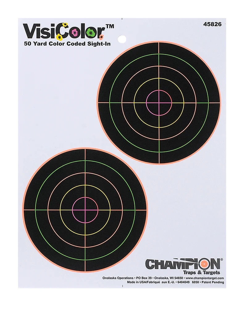 Champion VisiColor 5-inch double bullseye self-adhesive paper targets 10-pack