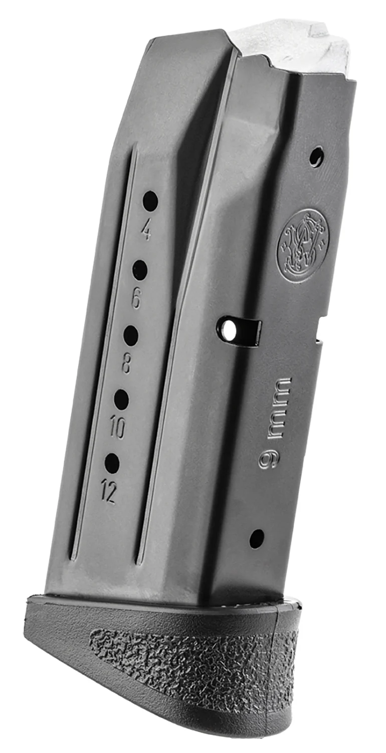 Smith & Wesson M&P9 Compact 12-round 9mm magazine with finger rest and red follower