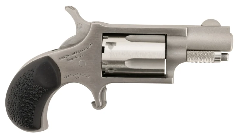 North American Arms 22LRGRCHS mini-revolver .22 LR 5 rd stainless with black rubber grip and holster