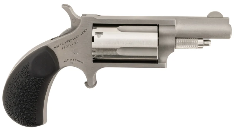 North American Arms 22MGRCHSS Mini-Revolver .22 WMR 1.63-inch stainless with black rubber grip and side carry holster