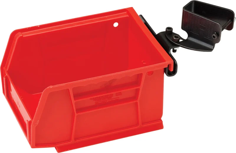 Hornady Universal Accessory Bin and Bracket red plastic with black bracket for Lock-N-Load presses