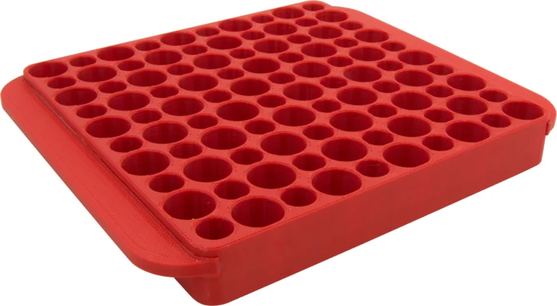 Hornady Magnum Reloading Block red plastic reloading tray holds 50 rounds multi-caliber