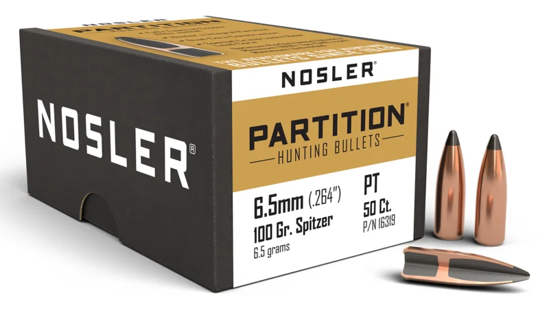 Nosler Partition 100 gr Spitzer bullets .264 (6.5mm) box of 50