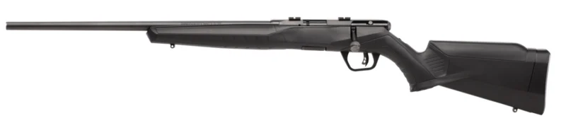 Savage B22 F left-hand .22 LR rifle with 21-inch button-rifled barrel and matte black synthetic stock