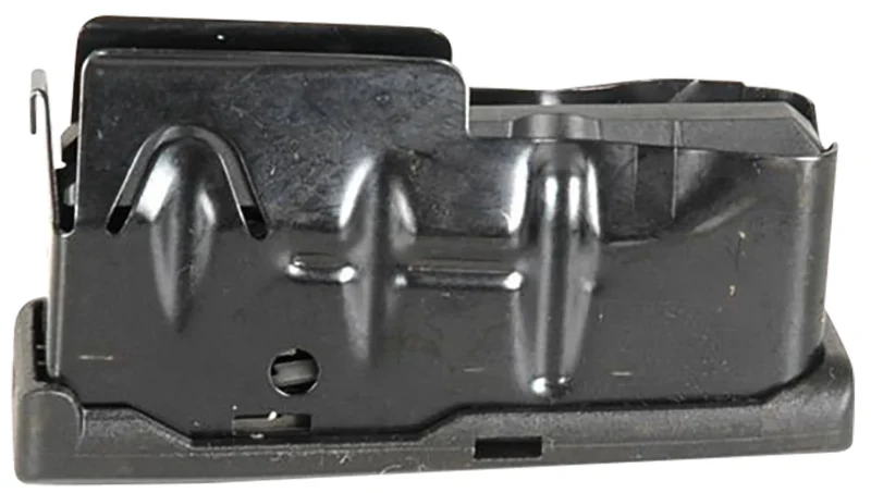 Savage 110 detachable 2-round steel magazine in matte blue with bottom-release latch