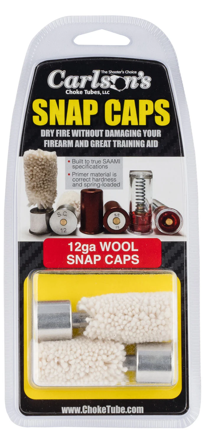 Carlsons 12 Gauge Aluminum Snap Caps with Wool Chamber Mop, 2-pack, red