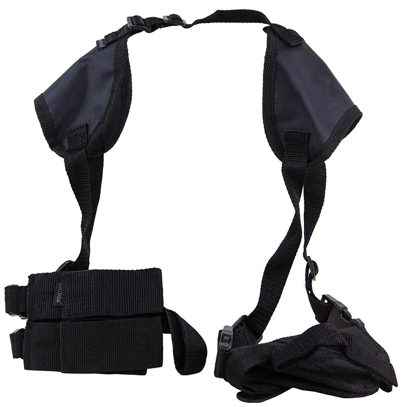Bulldog Cases Deluxe black nylon shoulder holster with double mag pouch