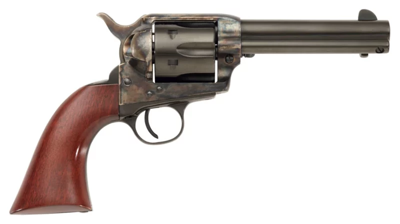 Taylors & Company 1873 Cattleman Gunfighter .357 Magnum revolver with 4.75-inch blued barrel and walnut grip