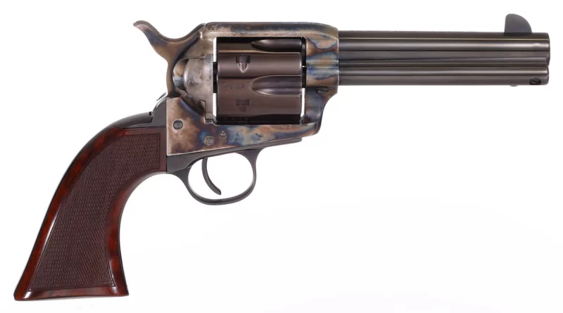 Taylors and Company Gunfighter revolver, blued finish, walnut grips, 4.75 inch barrel
