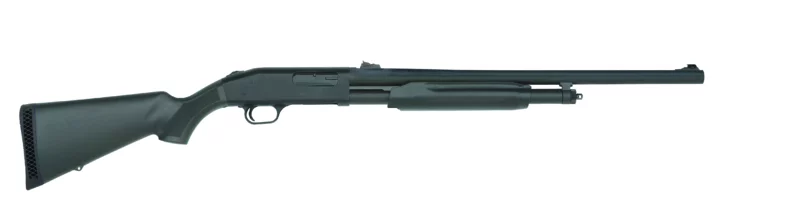Mossberg 500 Slugster 12ga pump shotgun with 24-inch rifled barrel and black synthetic stock