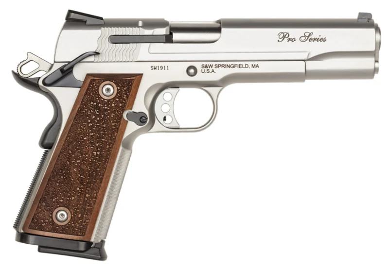 Smith & Wesson SW1911 Performance Center Pro 9mm 5-inch stainless steel with wood grips