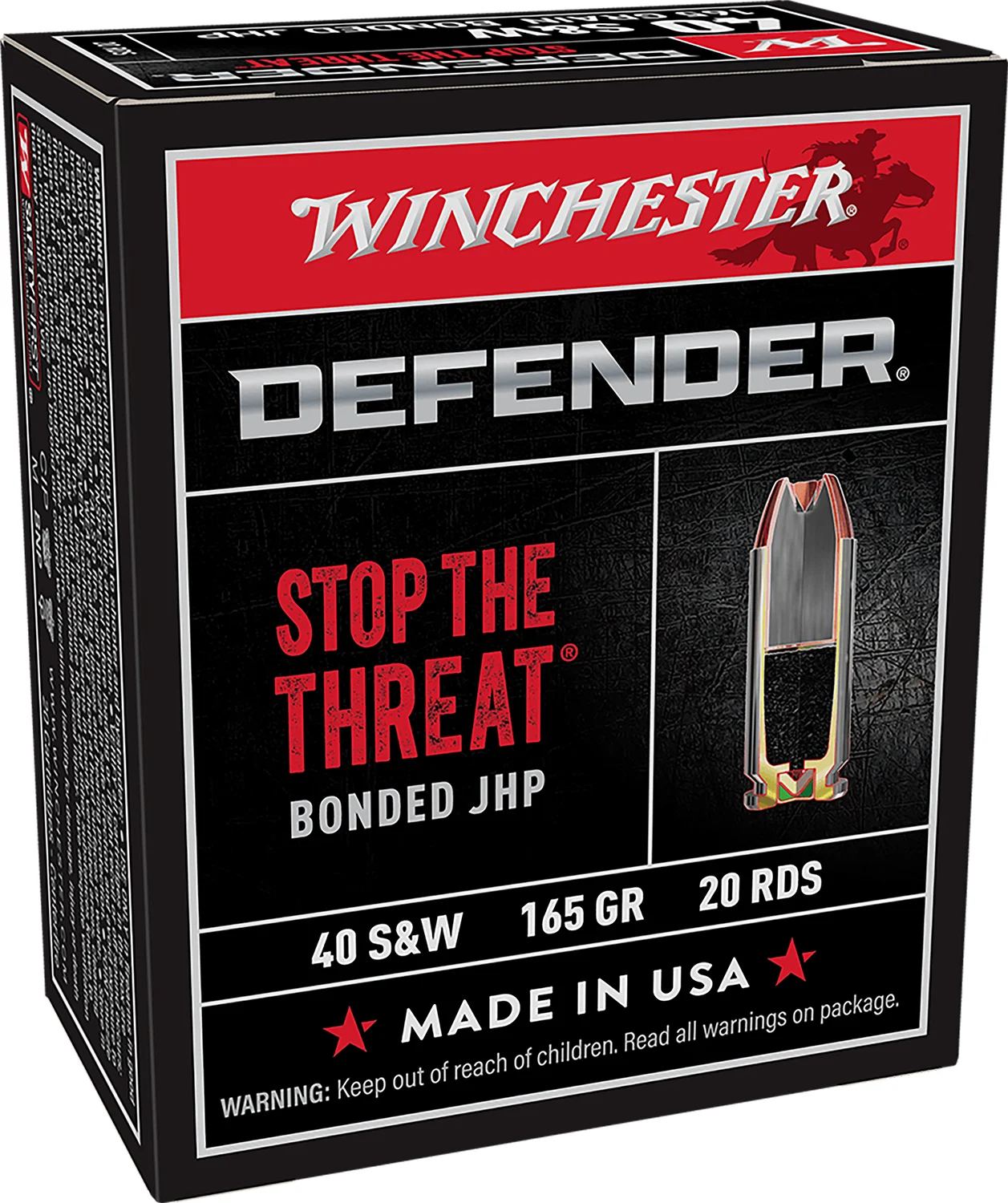 Winchester PDX1 Defender .40 S&W 165 gr bonded jacketed hollow point box