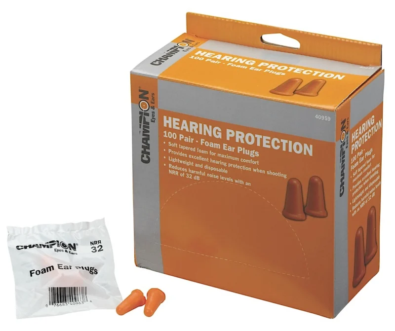 Champion molded foam ear plugs orange 32 dB NRR 100 pair