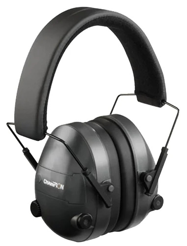 Champion electronic ear muffs charcoal black over-the-head hearing protection