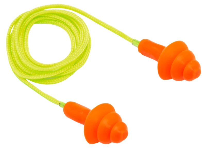 Pyramex RP3001 reusable corded earplugs 50 pair orange yellow behind-the-neck dispenser