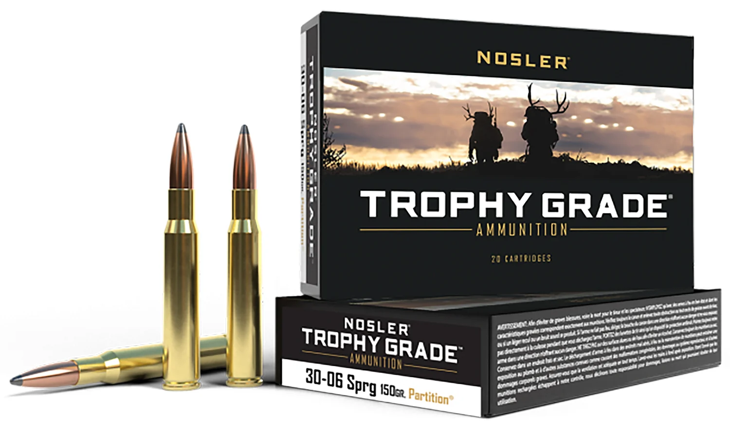 Nosler Trophy Grade .30-06 Springfield 150 gr Spitzer Partition ammunition 20 rd box