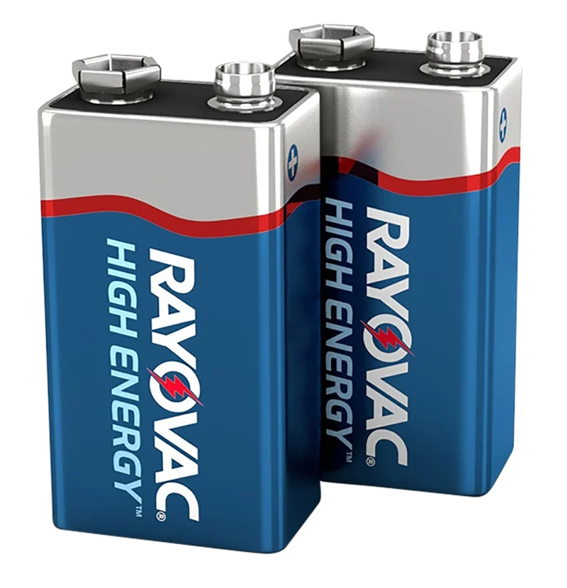 Rayovac A16042J 9V HIGH ENERGY Alkaline Batteries Silver/Blue 9 Volts 565 mAh (2) Single Pack