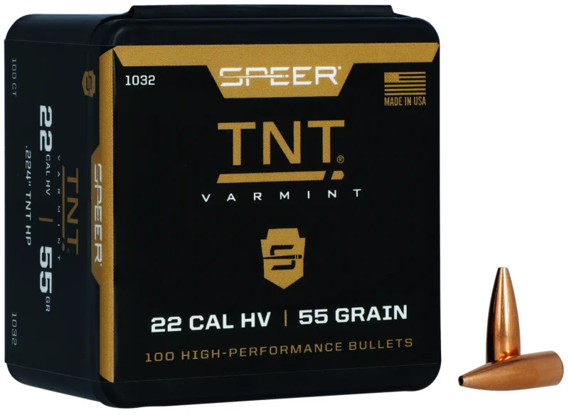 Speer TNT .224 55gr Jacketed Hollow Point bullets, 100 count box