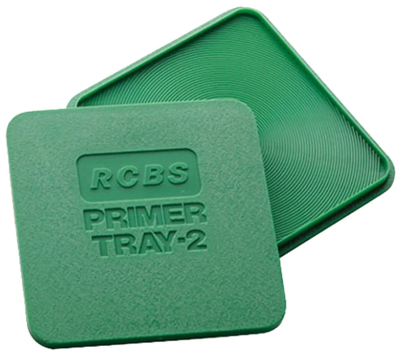 RCBS Primer Tray-2 green plastic 4x4 priming tray with grooved surface