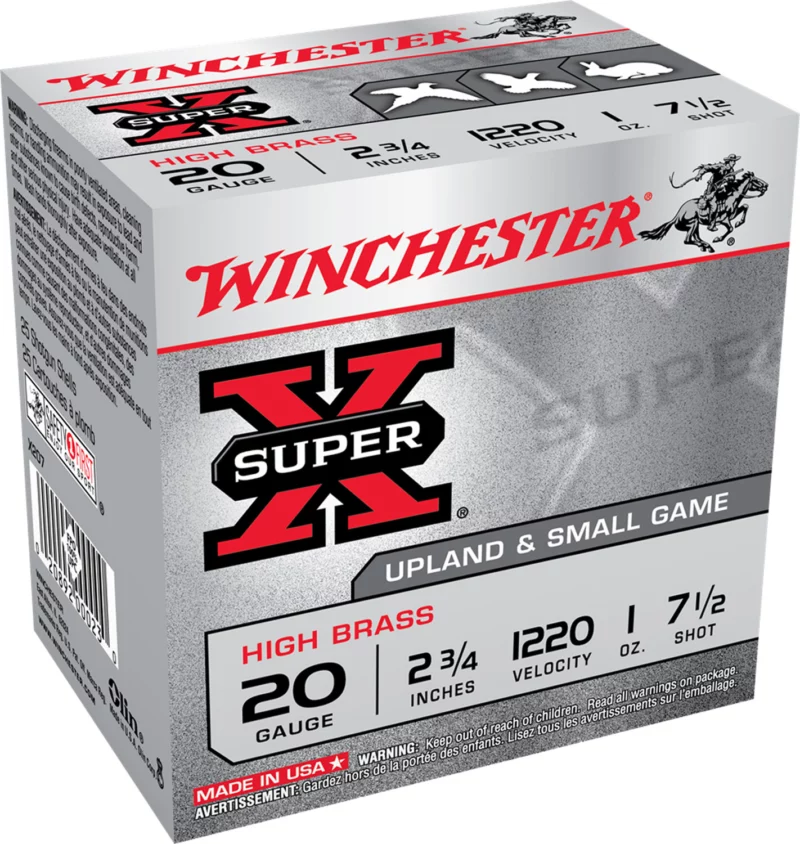 Winchester Super-X 20 ga 2-3/4 inch 1 oz #7.5 high-brass shotshells box