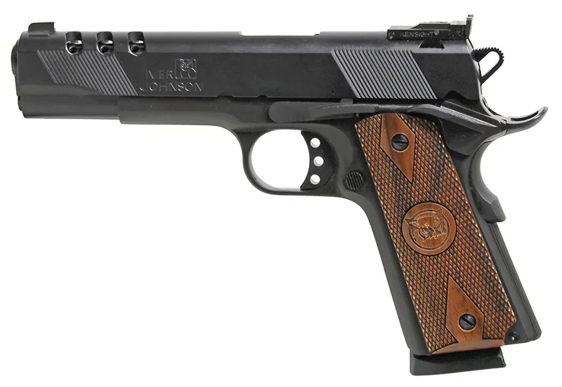 Iver Johnson Eagle .45 ACP 5 inch ported matte blued pistol with walnut grips