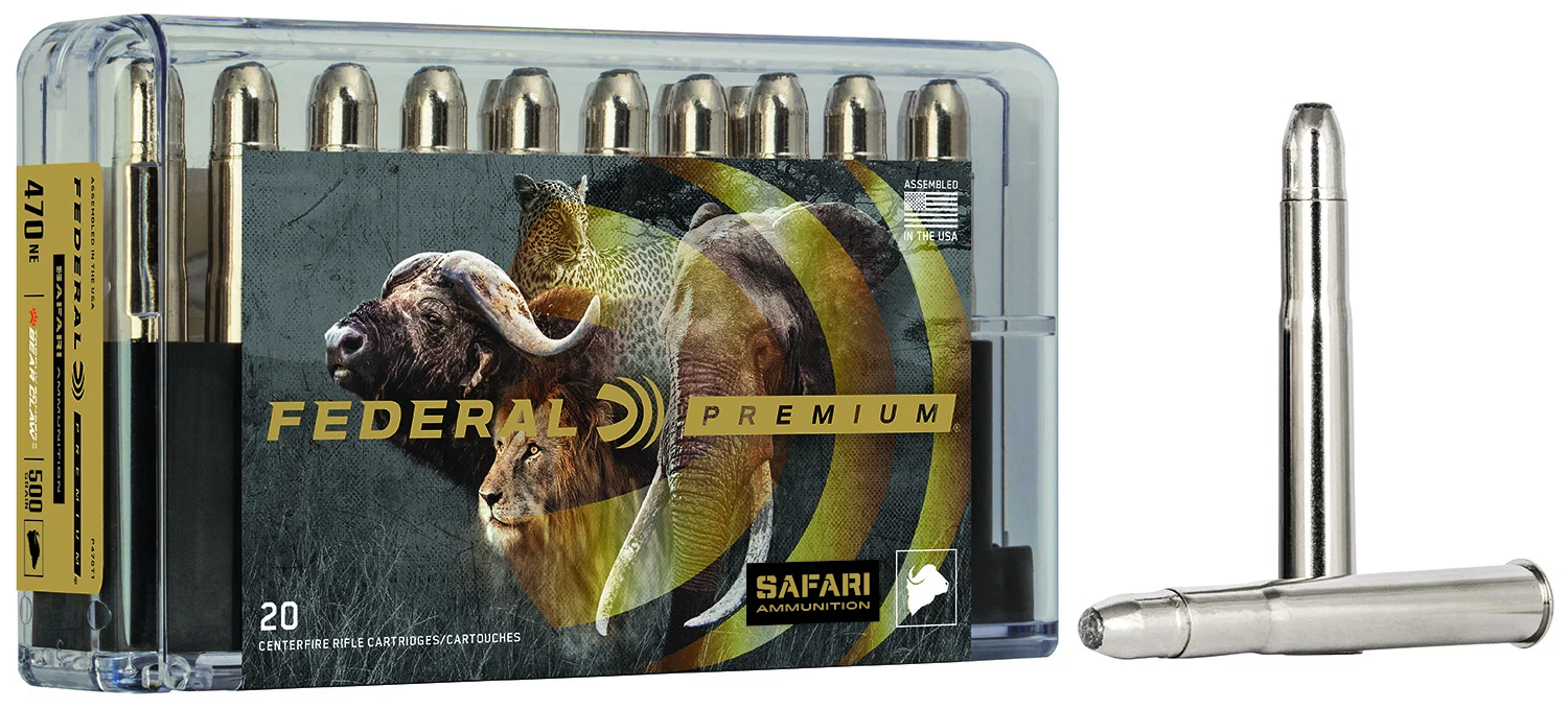 Federal Premium Cape-Shok .470 Nitro Express 500 gr Trophy Bonded Bear Claw ammunition box