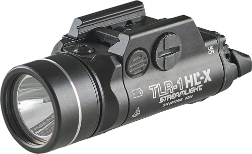 Streamlight TLR-1 HL-X USB 1500 lumen weapon light in black, shown mounted