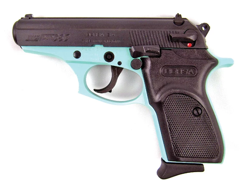 BERSA Thunder 380 Robin Egg Blue Cerakote frame with matte black slide, .380 ACP, 3.5in barrel