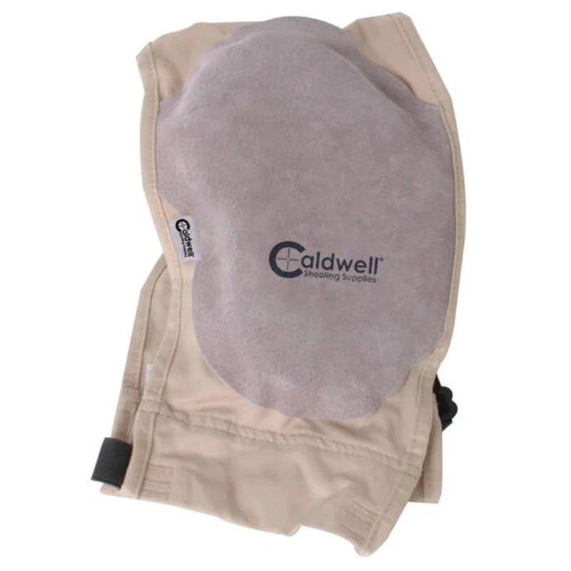 Caldwell Super Mag Plus Recoil Shield tan cloth with leather pad, ambidextrous, 1 inch pad