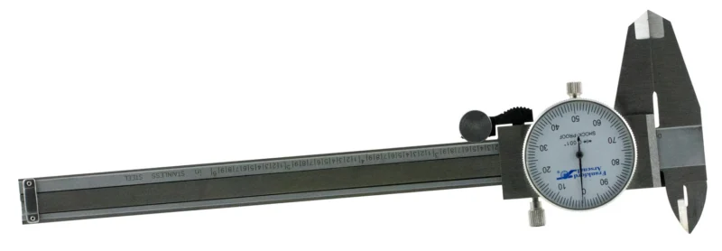Frankford Arsenal stainless steel 6-inch dial caliper measuring inside and outside diameters and depths