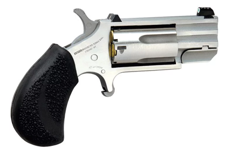 North American Arms PUG-T .22 WMR mini revolver 1-inch stainless with black rubber grip and XS tritium sight