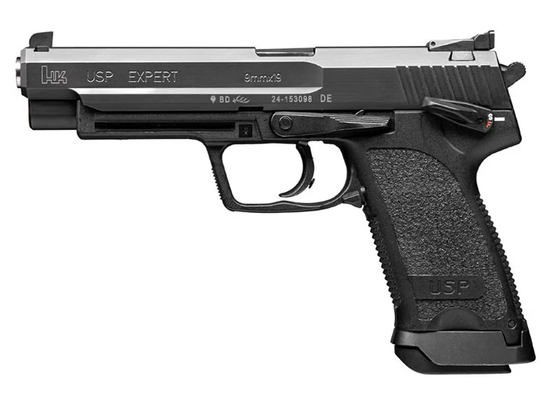 Heckler & Koch USP9 Expert V1 9mm pistol, black polymer frame and serrated steel slide