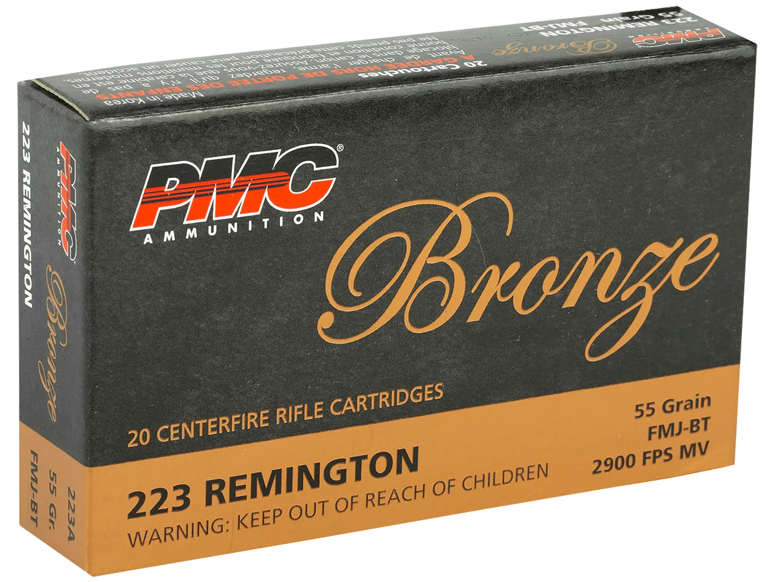 PMC Bronze .223 Rem 55gr FMJ-BT rifle ammunition 20rd box