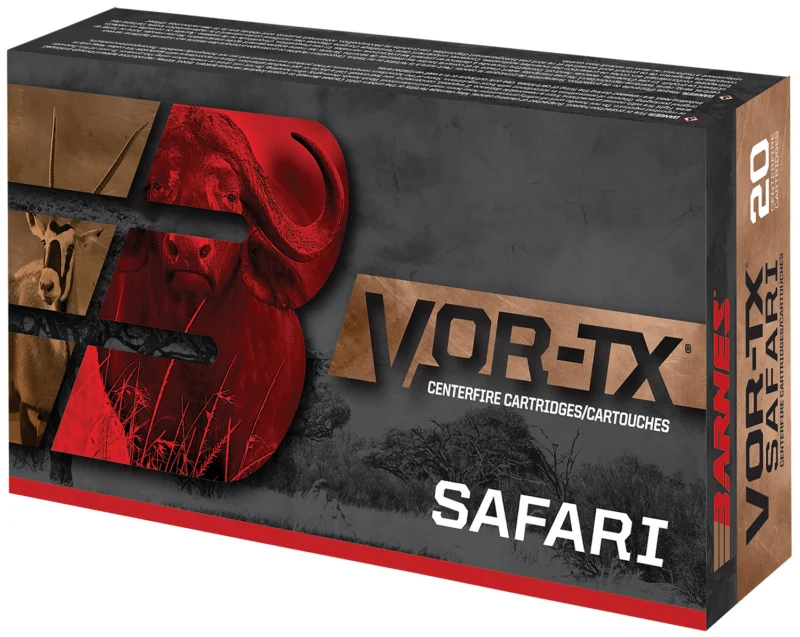 Barnes VOR-TX Safari 470 Nitro Express 500 gr TSX Flat Base ammunition, 20 per box
