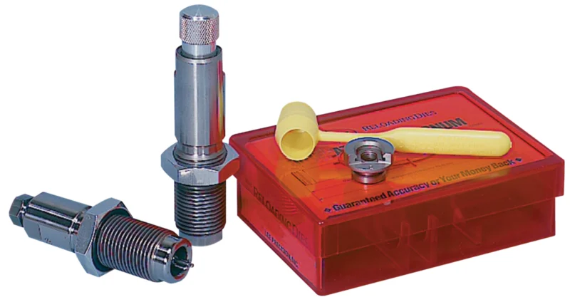 Lee Pacesetter 3-Die Set for .300 AAC Blackout with red storage box and shell holder