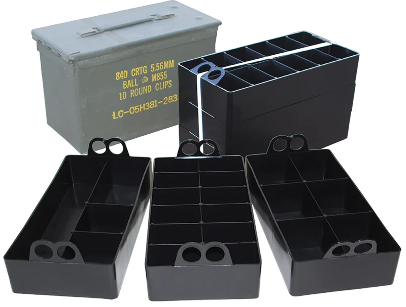 MTM 50 caliber ammo can organizer insert 3-pack black polypropylene trays