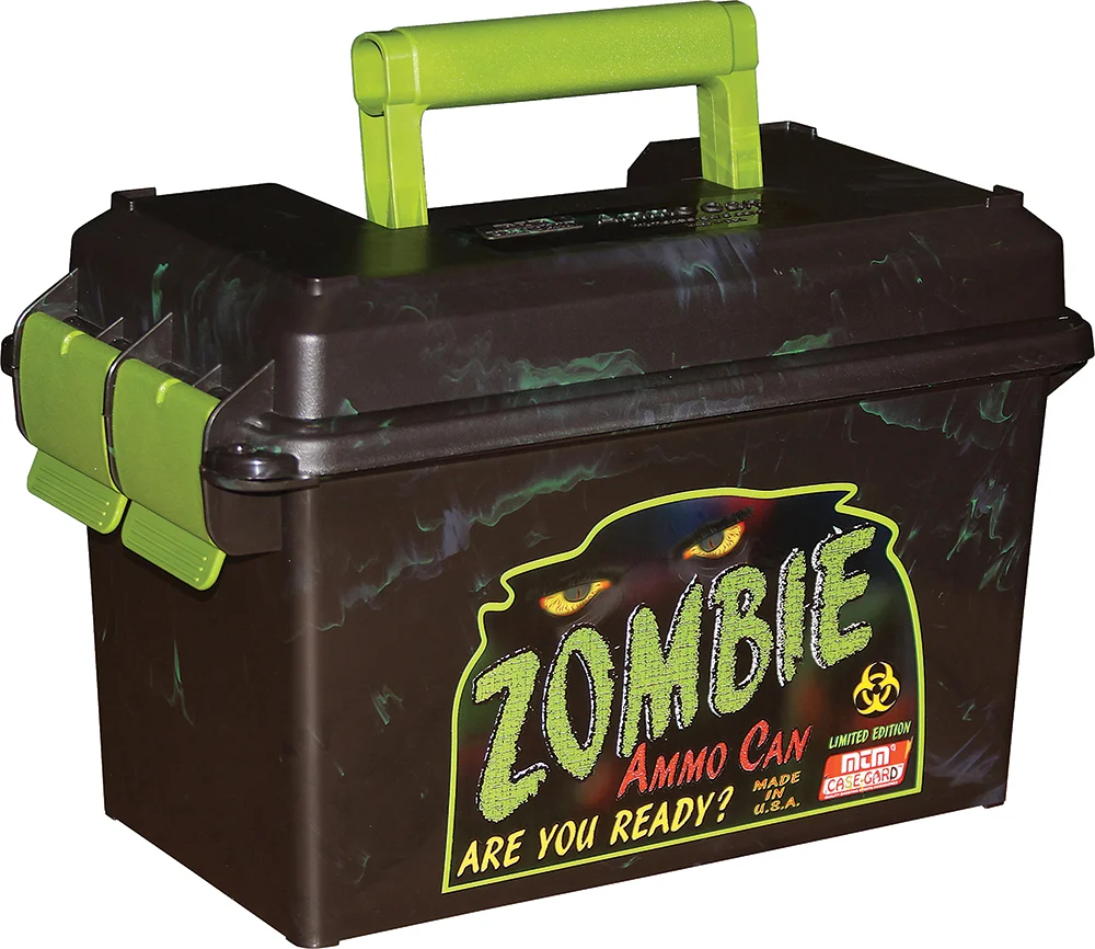 MTM Zombie Ammo Can 50 Caliber in Zombie Green, polypropylene ammo storage box