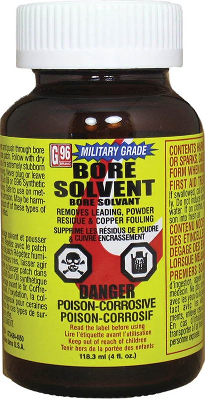 G96 Military Grade Bore Solvent 4 fl oz amber glass jar