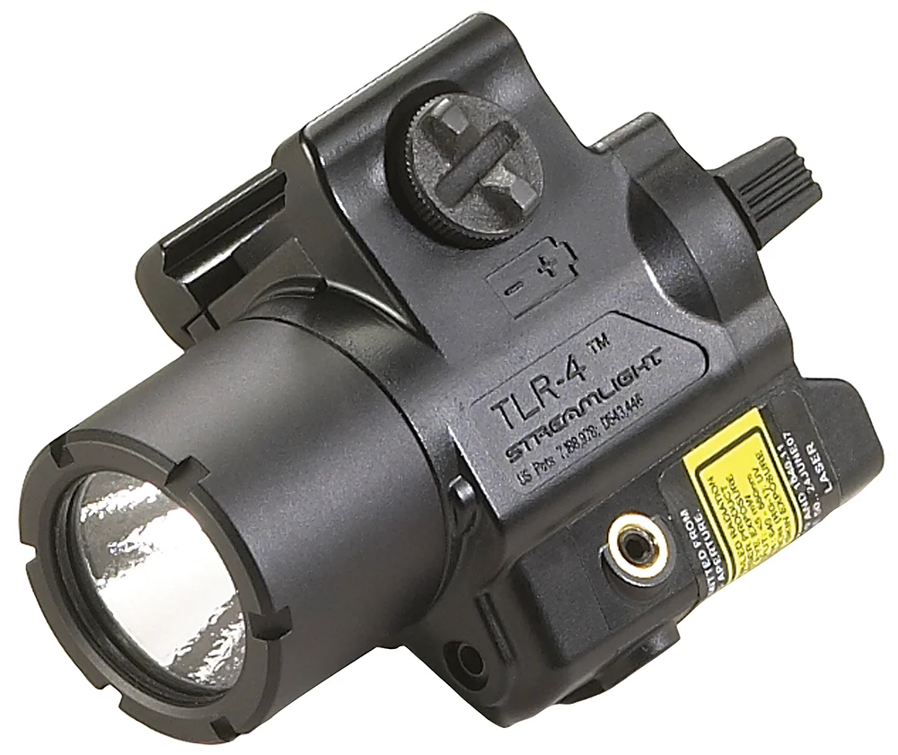 Streamlight TLR-4 compact rail-mounted weapon light with integrated red laser, black