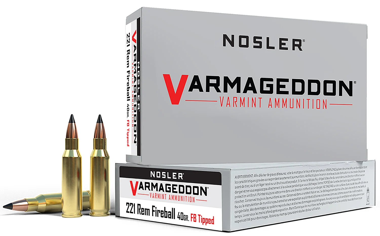 Nosler Varmageddon 221 Rem Fireball 40 gr boxed ammunition, 20 rounds