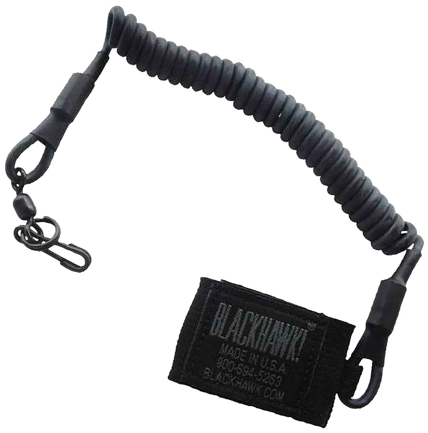 Blackhawk 90TPL2BK Tactical Pistol Lanyard coiled wire with belt loop attachment and swivel