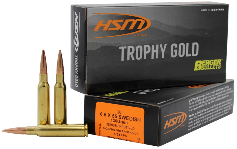  Trophy Gold 6.5x55 Swedish 130 Gr Berger VLD  20rd Box Ammo