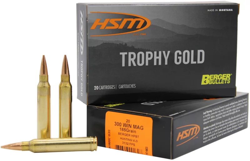 HSM Trophy Gold 300 Win Mag 185 gr Berger VLD 20rd box