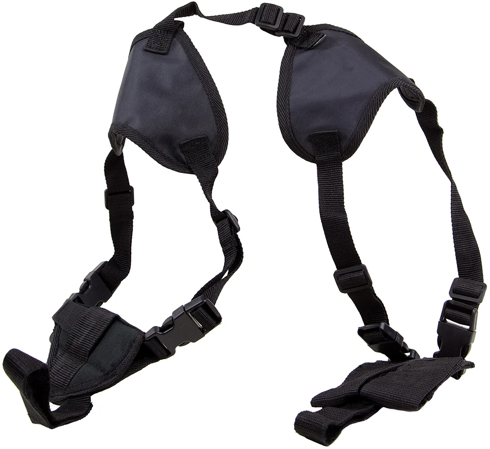 Bulldog WSHD20 deluxe black nylon shoulder holster with double mag pouch and padded strap, fits 2-3 inch barrels