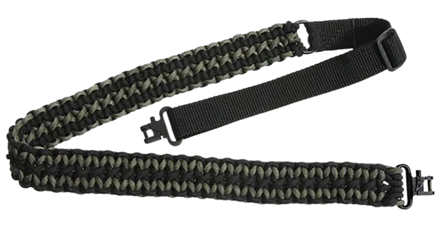 Outdoor Connection Paracord Sling Black Talons, 1-inch wide, black with green accents