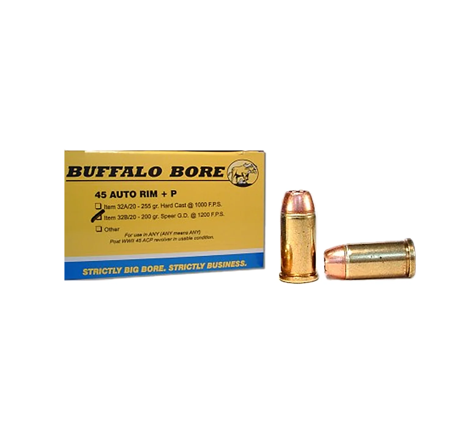 Buffalo Bore 45 Auto Rim +P 200 gr JHP 20-round box